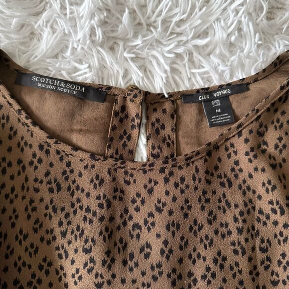 Scotch & Soda Brown Animal Print Ruffle Skirt Mini Dress Size M - Picture 7 of 9